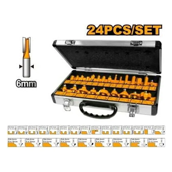 Set Valigetta ALL.24 Frese Gambo 6MM Ingco – cod. INCAKRT24061