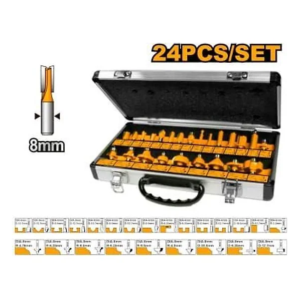 Set Valigetta ALL.24 Frese Gambo 8MM Ingco – cod. INCAKRT24081