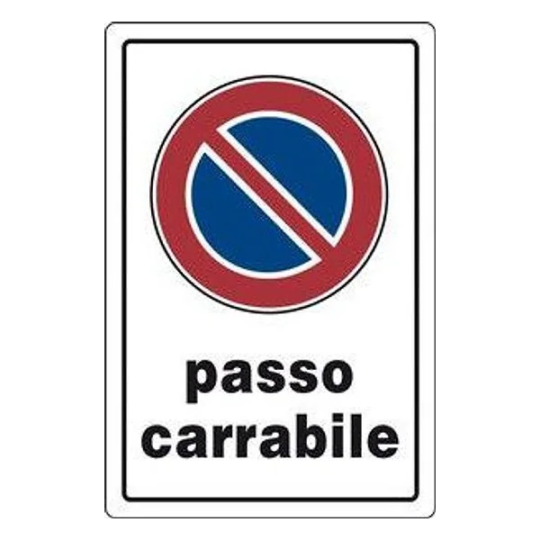 Targa Segnaletica Passo Carrabile – cod. CPD2124