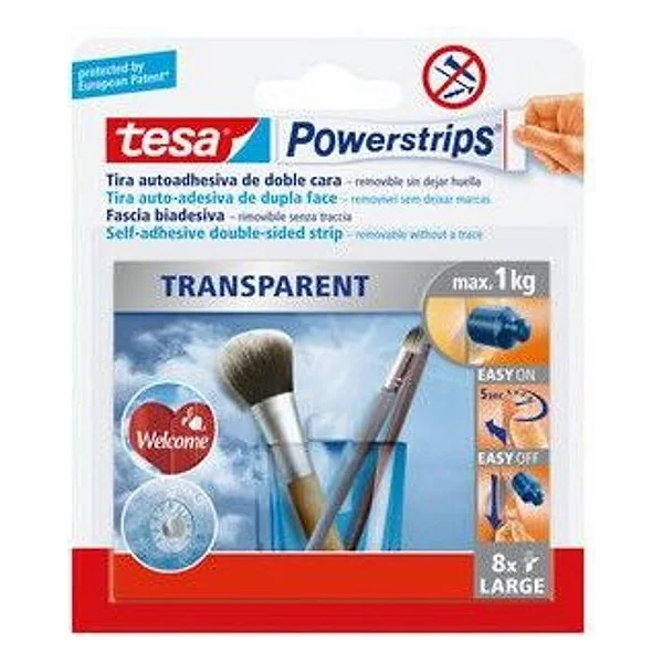 Tesa Powerstrips 8 Strisce Adesive Trasparenti – cod. CPD93456