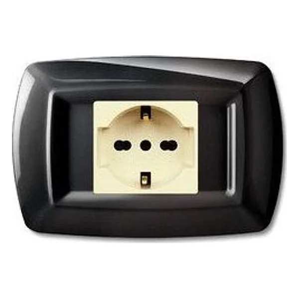 Tondo' Placca Magic Plast 1P Schuko Nero – cod. CPD5903