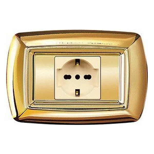 Tondo' Placca Magic Plast 1P Schuko Oro – cod. CPD5907