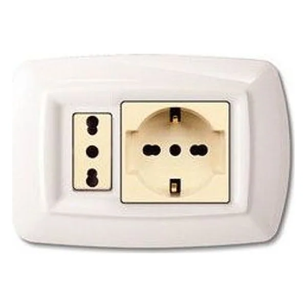 Tondo' Placca Magic Plast SCHUKO+MODULO Bia – cod. CPD5912