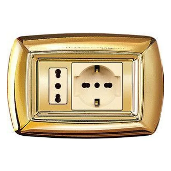 Tondo' Placca Magic Plast SCHUKO+MODULO Or – cod. CPD5933