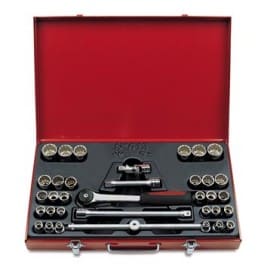 ASSORTIMENTO IN CASSETTA DI LAMIERA CON BUSSOLE POLIGONALI (35 pz) 613 N 1/2" MP USAG
