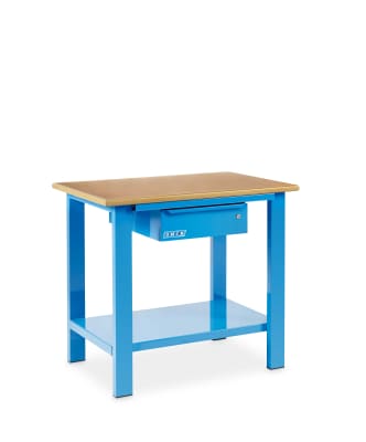 Banco da lavoro mm. 1000x700x880 h. comp. di n. 1 cass. c/pian. in legno