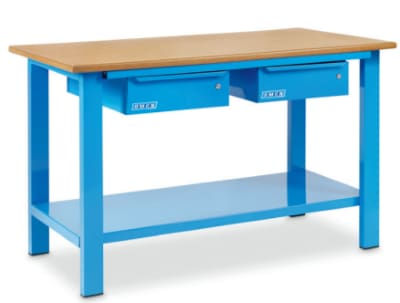 Banco da lavoro mm. 2000x700x880 h. compl. di n. 2 cass. c/pian in legno