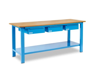 Banco da lavoro mm. 2000x700x880 h. compl. di n. 3 cass. c/pian in legno