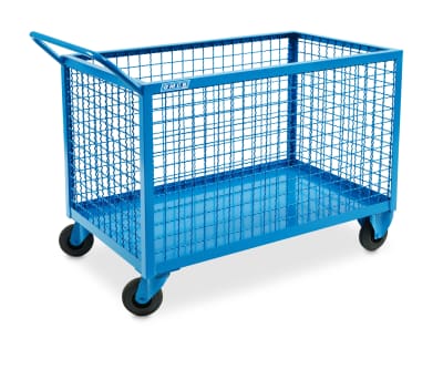 Carrello con sponde e rete metallica perimetrale