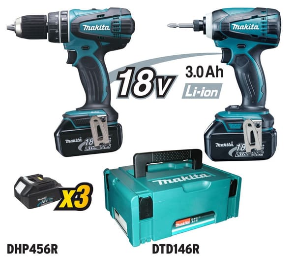 COMBO Kit TRAPANO A PERCUSSIONE E AVVITATORE 18V 3Ah DLX2012JX1 MAKITA