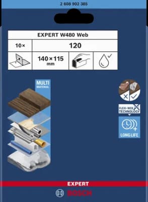 Fogli abrasivi Expert W480 115 x 140mm, 10pz G 120