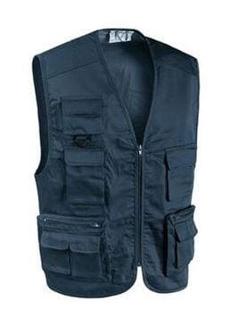 Gilet giromanica da lavoro multitasche colore blu