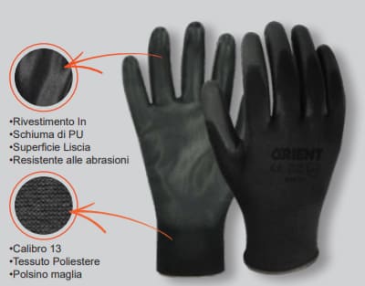 GUANTO RIVESTITO IN POLIURETANO NERO ORIENT