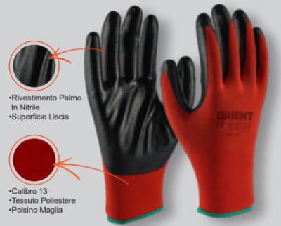 GUANTO SPALMATO NERO/ROSSO ORIENT