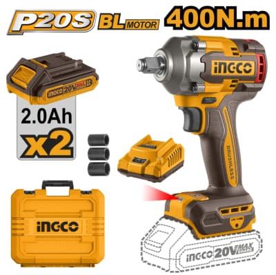 INGCO AVVITATORE 1/2 AD IMPULSI 400N C/2 BATTERIA 2AH