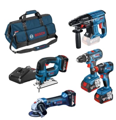KIT 5TOOL 18V GSR/GST/GWS/GDX/GBH 3X4Ah BOSCH