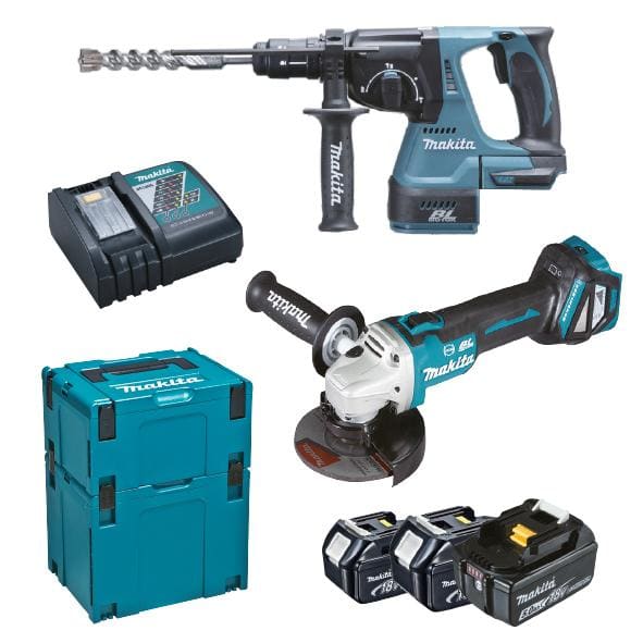KIT DHP243+DGA513+BL1850BX3+DC18RC MAKITA