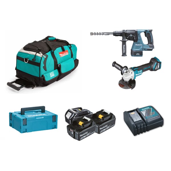 KIT TRAP. DHP481+ MINIFLEX DGA513 + HR243+ 3 BATT. 5AH MAKITA