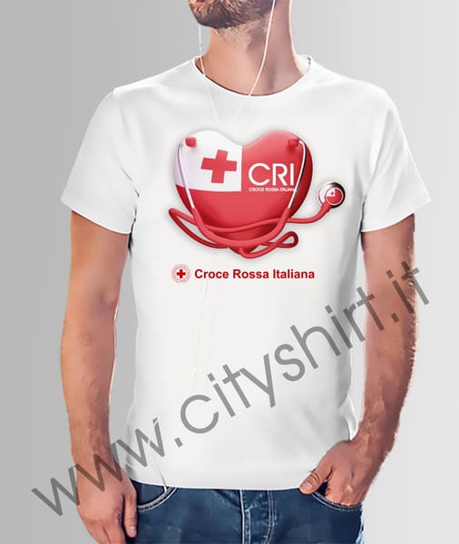 Maglietta 1/2 Manica Croce Rossa Italiana Cuore