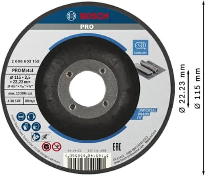 Mola da taglio PRO Metal, 115x2,5x22,23 mm