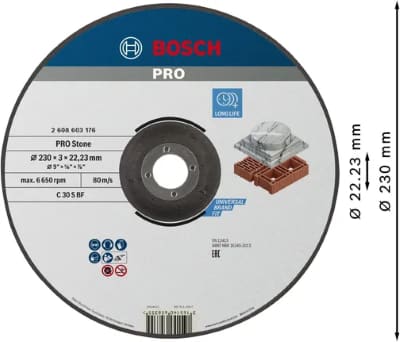 Mola da taglio PRO Stone, 230x3x22,23 mm