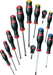 SERIE DI 12 GIRAVITI PER VITI CON INTAGLIO, IMPRONTA A CROCE PHILIPS E IMPRONTA A CROCE POZIDRIV - SUPADRIV 324 SH12 USAG