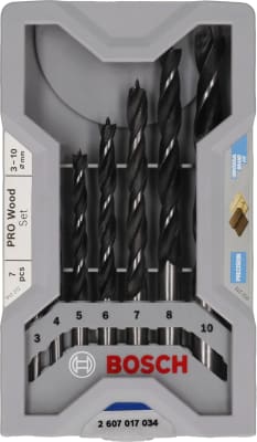 Set di punte elicoidali per legno PRO Wood, 7 pz