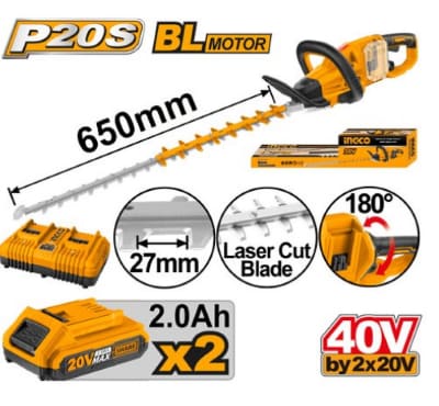 TAGLIASIEPI ELETT.40V+2BATT.CON CARIC.INGCO