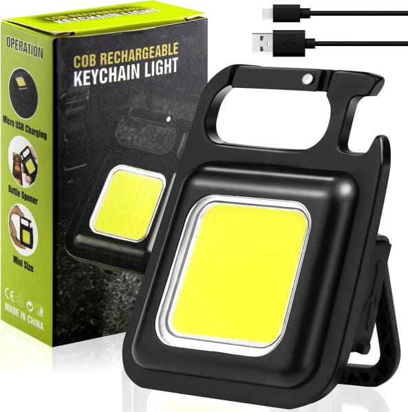 torcia portachiavi ricaricabile, mini torcia COB luminosa da 1000 lumen