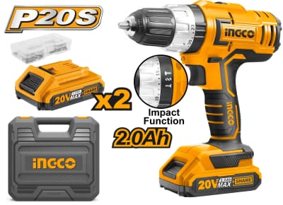 TRAPANO 20V BATTENTE CON 2 BATTERIE INGCO