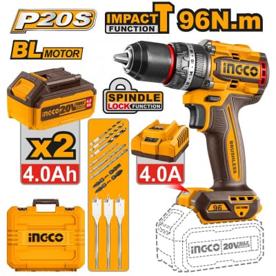 TRAPANO PERCUSSIONE C/2BATT.4AH INGCO