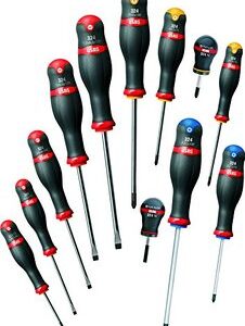 SERIE DI 12 GIRAVITI PER VITI CON INTAGLIO, IMPRONTA A CROCE PHILIPS E IMPRONTA A CROCE POZIDRIV - SUPADRIV 324 SH12 USAG